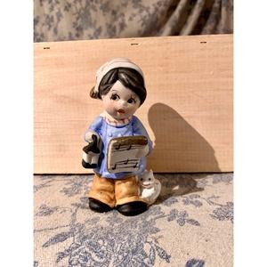 Porcelain Bell Figurine of Caroling Boy and Cat MWC